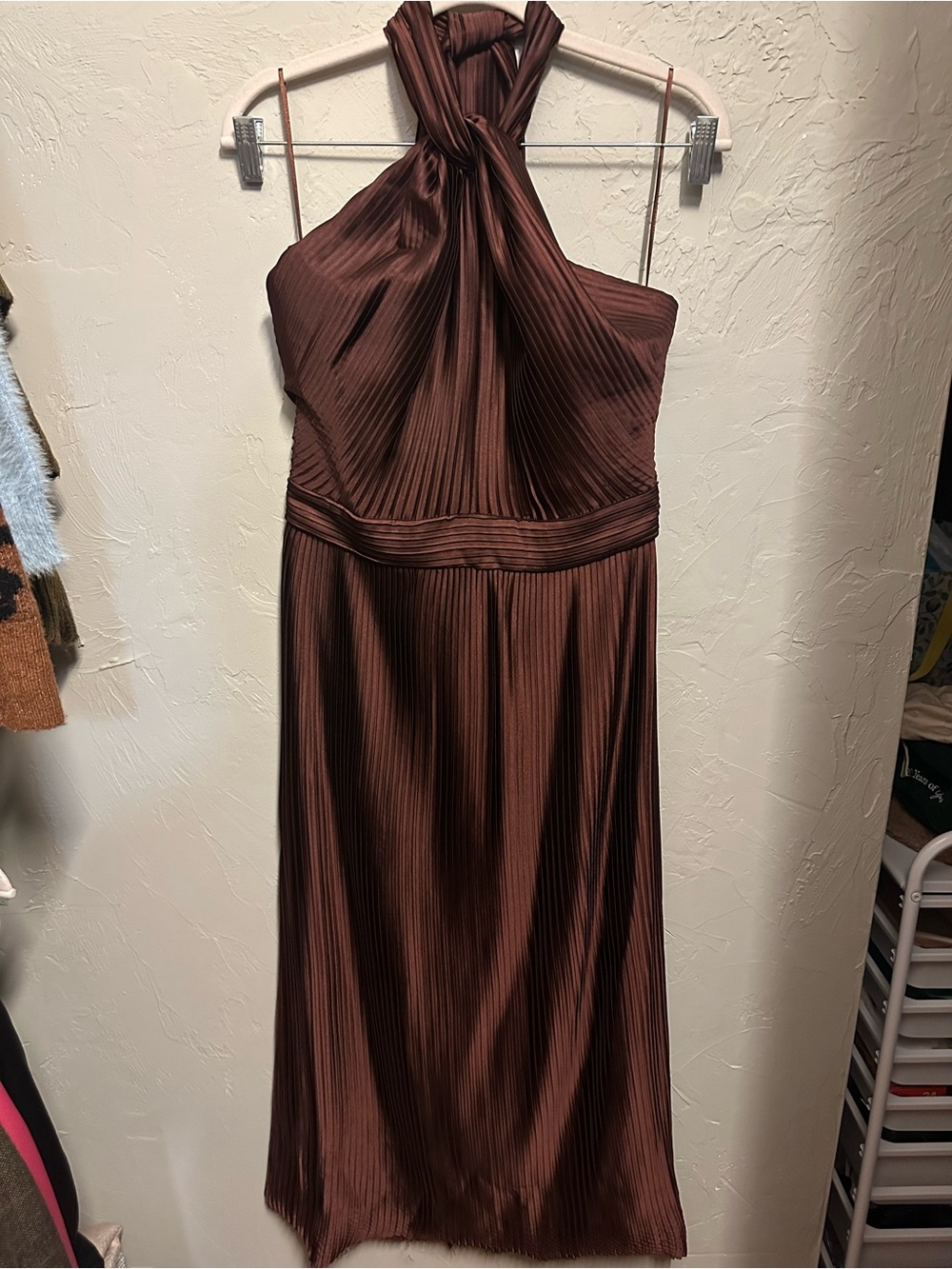 Brown Midi Length Cocktail Dress - size 8 - Picture 2 of 8
